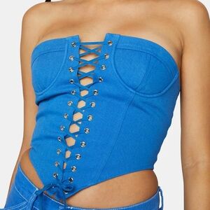 Lioness Blue Bustier Lace Up top